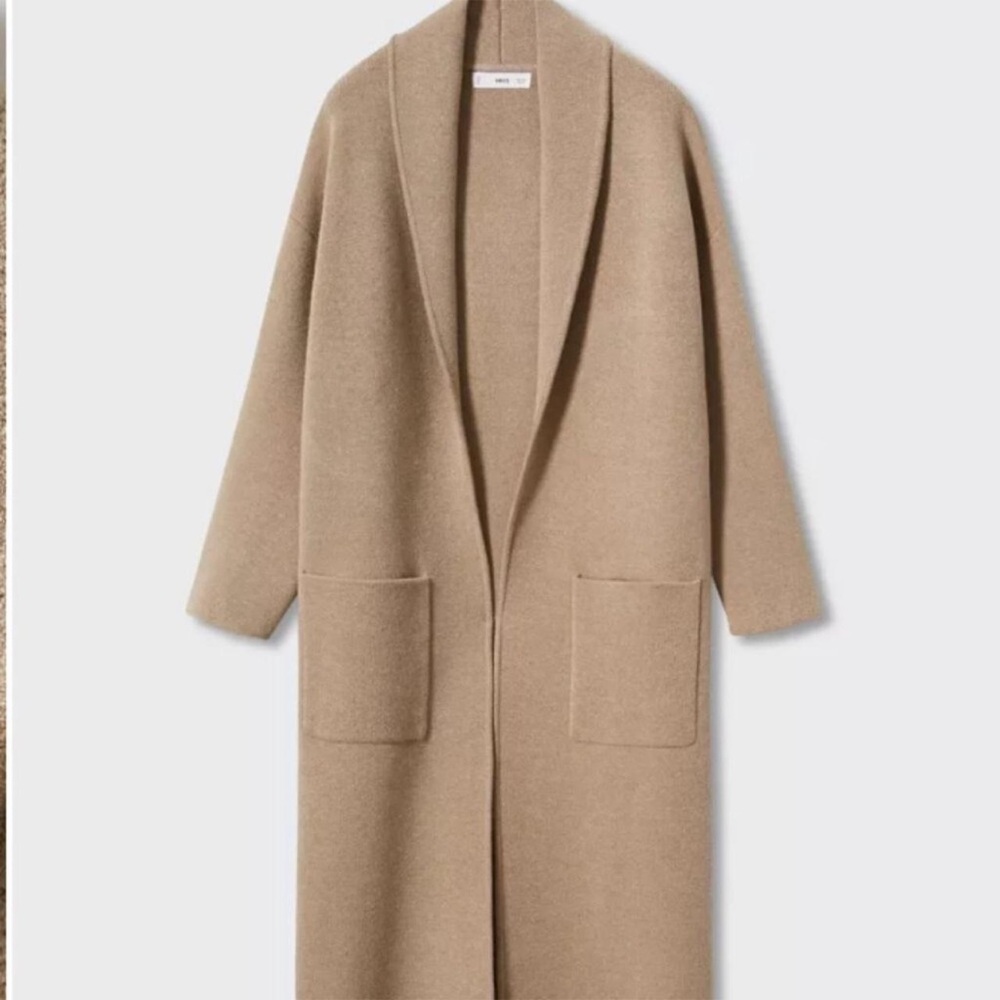 Mango Tan Women's Oversized knitted Coat
